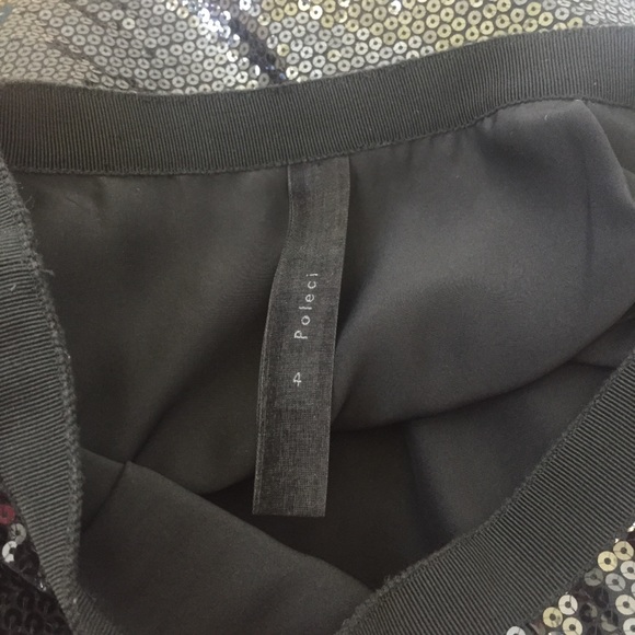 Poleci black sequin silk midi skirt size 4 - Picture 7 of 9